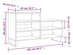 Zapatero negro 102x36x60 cm Madera contrachapada