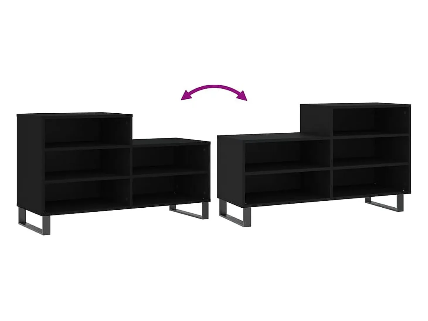Zapatero negro 102x36x60 cm Madera contrachapada