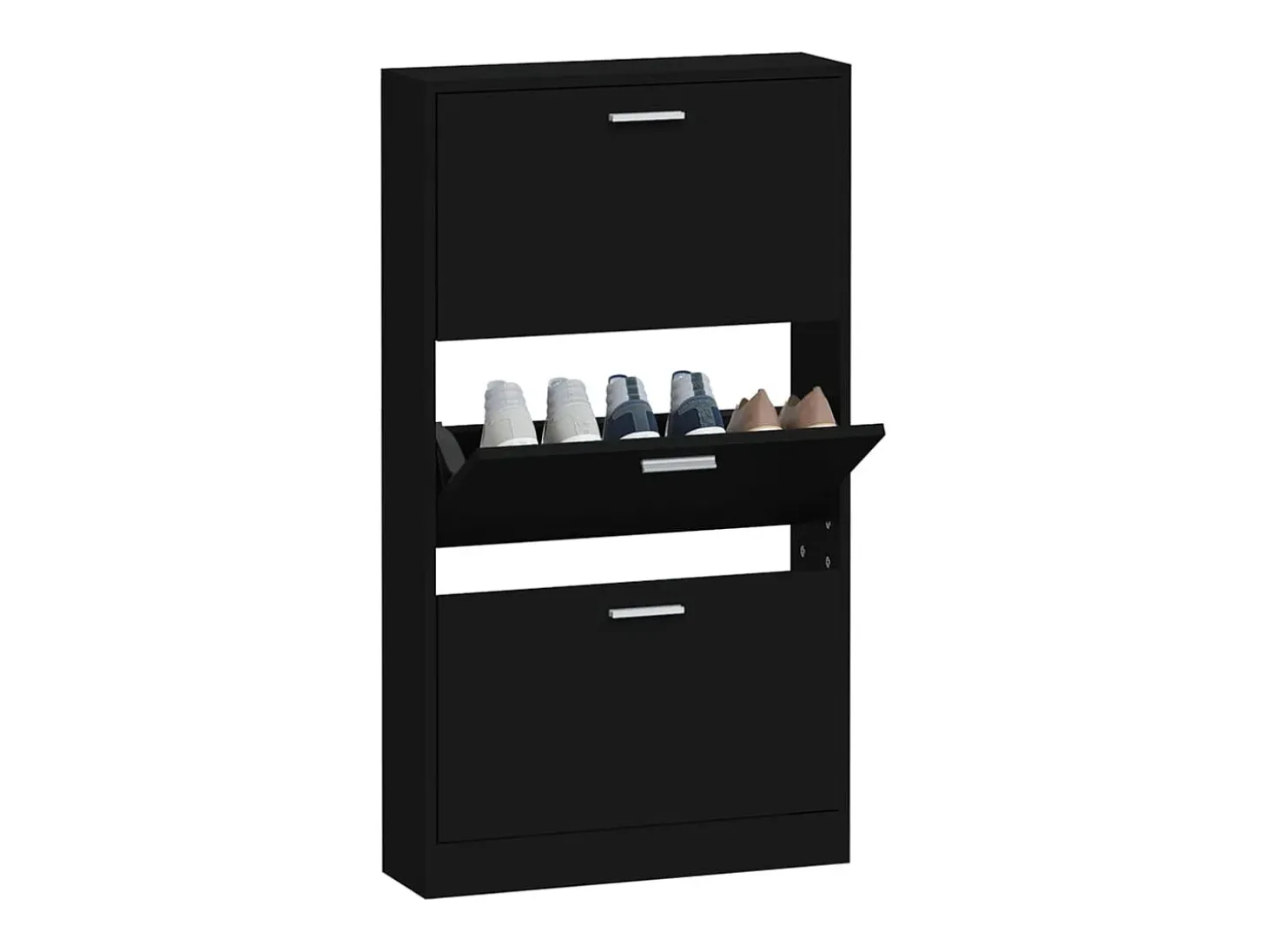 Zapatero negro 59x17x108 cm Madera contrachapada