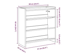 Zapatero negro 60x25x62 cm madera de ingeniería
