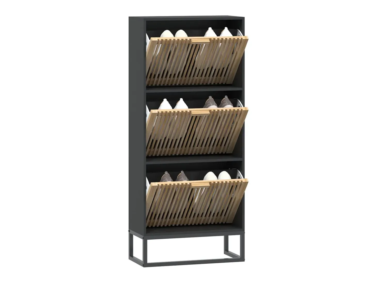 Zapatero negro 52x25x120 cm madera contrachapada