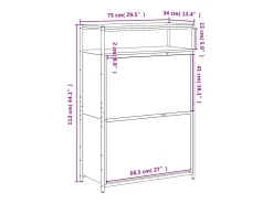 Zapatero negro 75x34x112 cm madera contrachapada