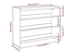 Zapatero negro 80x25x62 cm madera de ingeniería