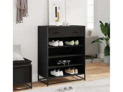 Zapatero negro 75x38x97,5 cm madera contrachapada metal