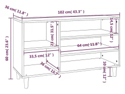 Zapatero negro 102x36x60 cm Madera contrachapada