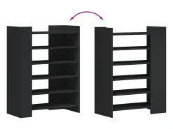 Zapatero negro 74,5x37,5x100 cm madera contrachapada