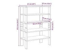 Zapatero negro 61x32x87,5 cm madera de ingeniería