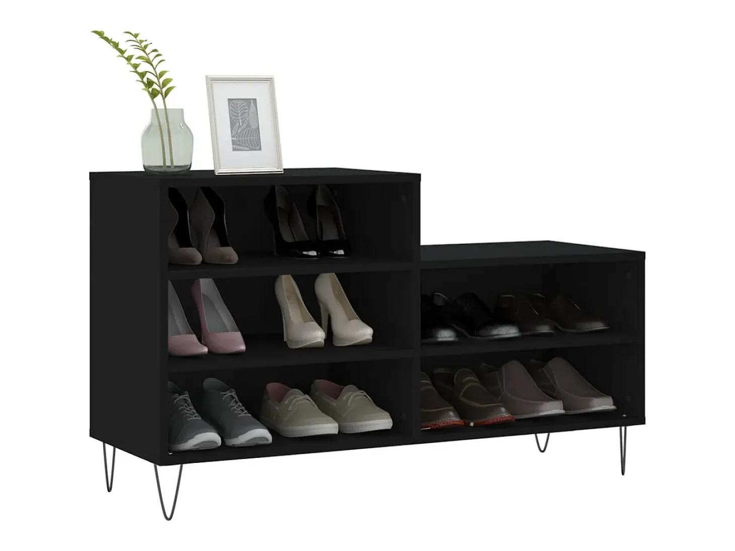 Zapatero negro 102x36x60 cm Madera contrachapada