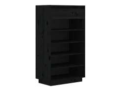 Zapatero negro 60x34x105 cm Madera maciza de pino