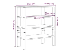 Zapatero negro 61x32x70 cm madera de ingeniería