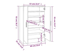 Zapatero negro 60x35x92 cm Madera contrachapada