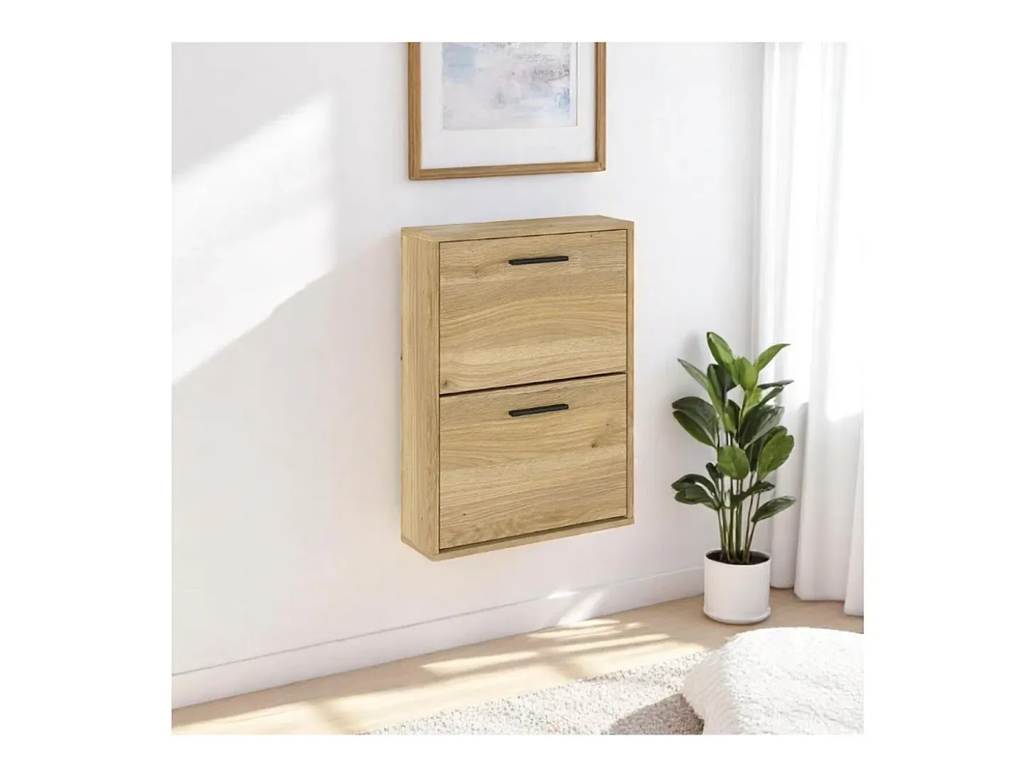 Zapatero New Aura 2 puertas abatibles natural 73x54x18 cm