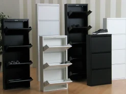 Zapatero Pisa de 9 puertas en metal blanco. Se entrega completamente montado.