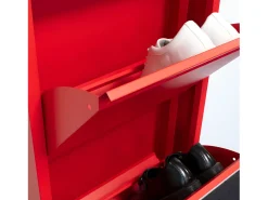 Zapatero Pisa de 3 puertas en metal rojo. Se entrega montado.