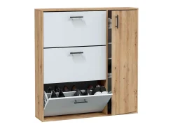 Zapatero Recibidor 4 Puertas, Capacidad 24 Pares Roble Nodi/Blanco 105x112x24 cm