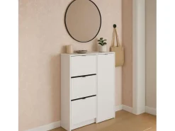 Zapatero Recibidor Botero 3 Puertas 2 Estantes Blanco 122x85x37 cm