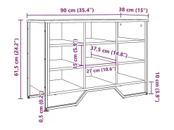 Zapatero roble ahumado 90x38x61,5 cm madera de ingeniería