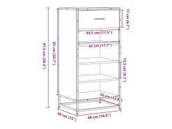 Zapatero roble ahumado 48x38x97,5 cm madera de ingeniería
