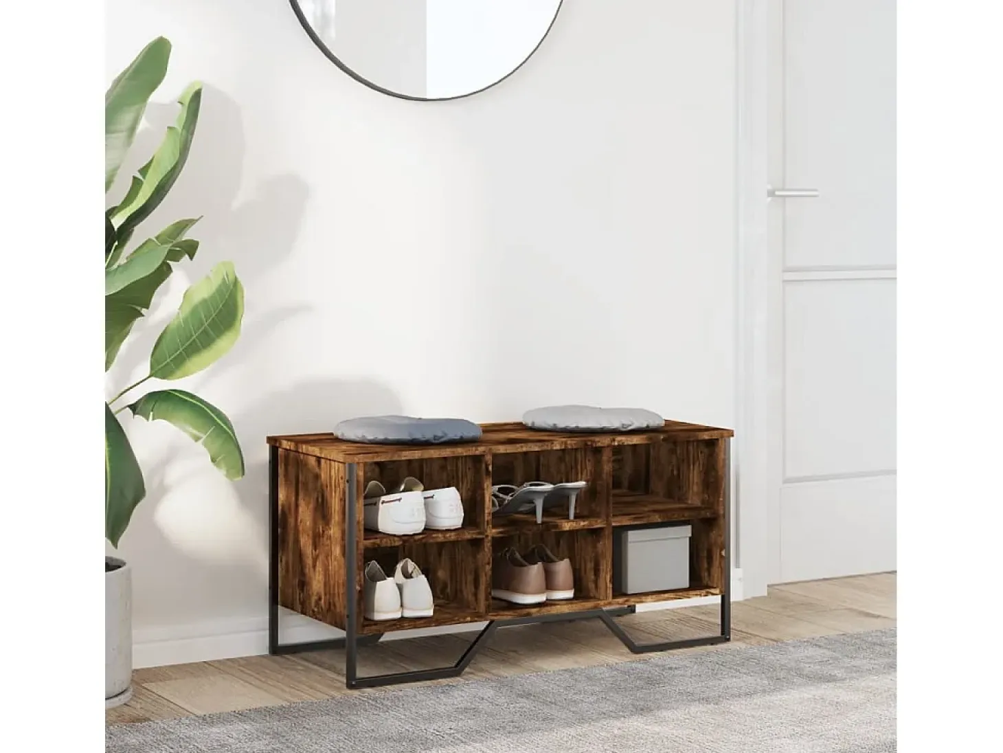 Zapatero roble ahumado 90x38x45,5 cm madera de ingeniería