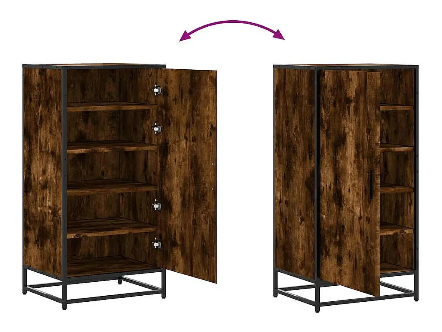 Zapatero roble ahumado 48x38x97,5 cm madera de ingeniería