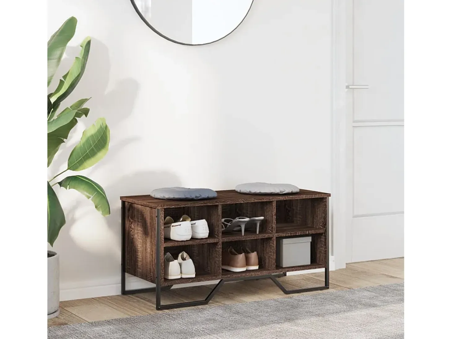 Zapatero roble marrón 90x38x45,5 cm madera de ingeniería