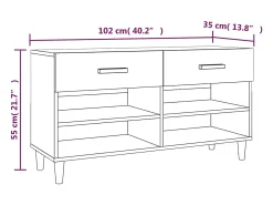 Zapatero Roble marrón 102x35x55 cm Madera de ingeniería