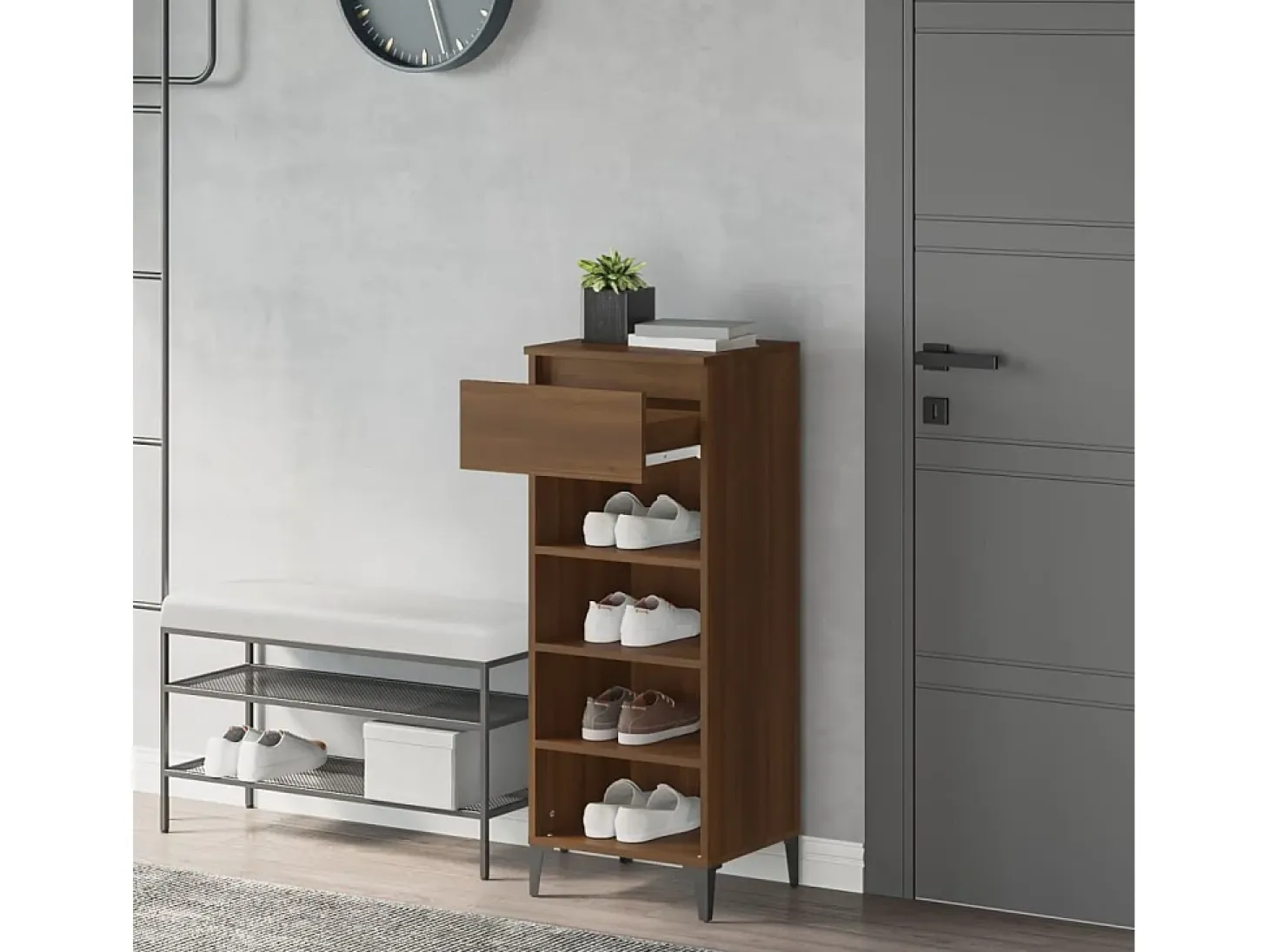 Zapatero Roble marrón 40x36x105 cm Madera de ingeniería