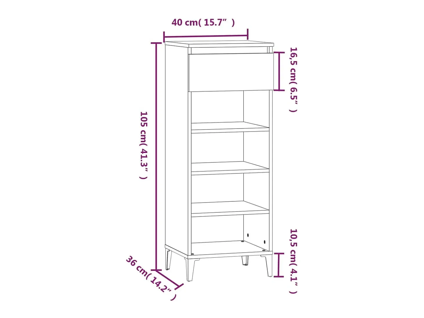 Zapatero Roble marrón 40x36x105 cm Madera de ingeniería