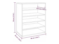 Zapatero Roble marrón 60x35x70 cm Madera de ingeniería