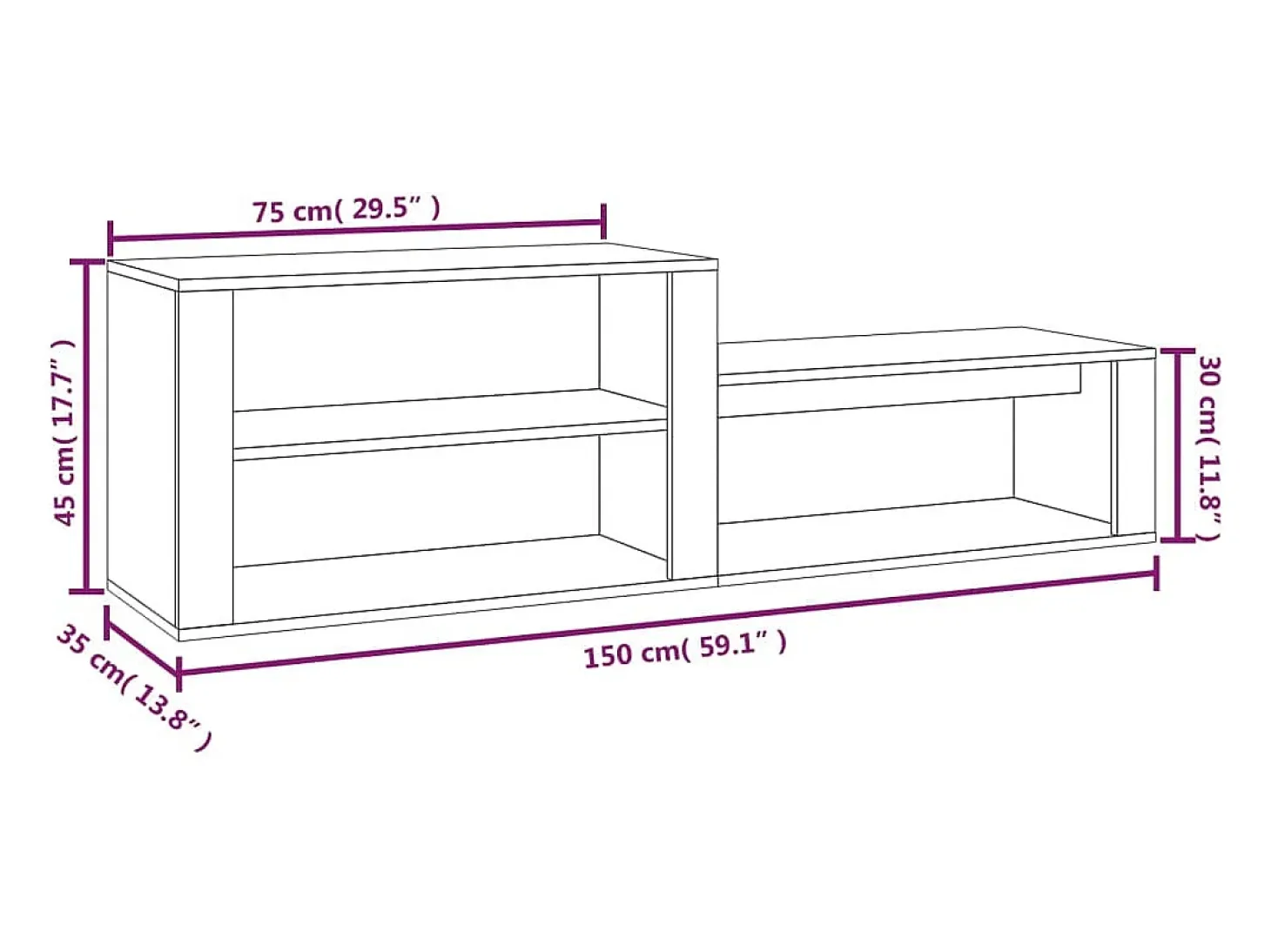 Zapatero Roble marrón 150x35x45cm Madera de ingeniería