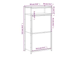 Zapatero roble marrón 60x34x112cm madera de ingeniería