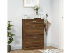 Zapatero Roble marrón 63x24x104cm Madera de ingeniería