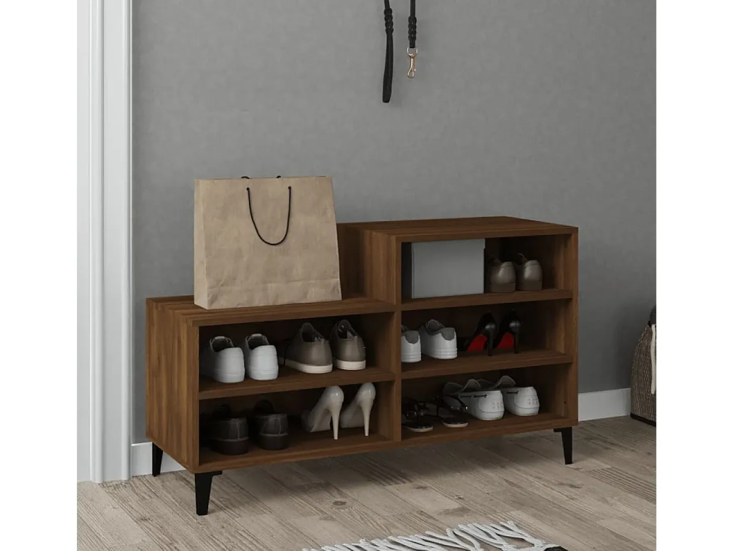 Zapatero Roble marrón 102x36x60cm Madera de ingeniería