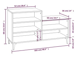 Zapatero Roble marrón 102x36x60cm Madera de ingeniería