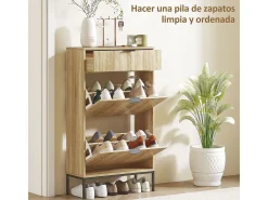 Zapatero Selena 1 cajón + 2 puertas abatibles roble 105,5x60x24 cm