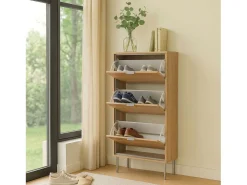 Zapatero Sforza melamina recibidor 3 puertas roble natural 110x63x23,5 cm