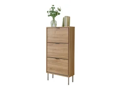 Zapatero Sforza melamina recibidor 3 puertas roble natural 110x63x23,5 cm