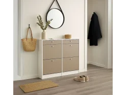 Zapatero Sirena 4 puertas con 2 cajones blanco/gris 104,3x116,8x27 cm