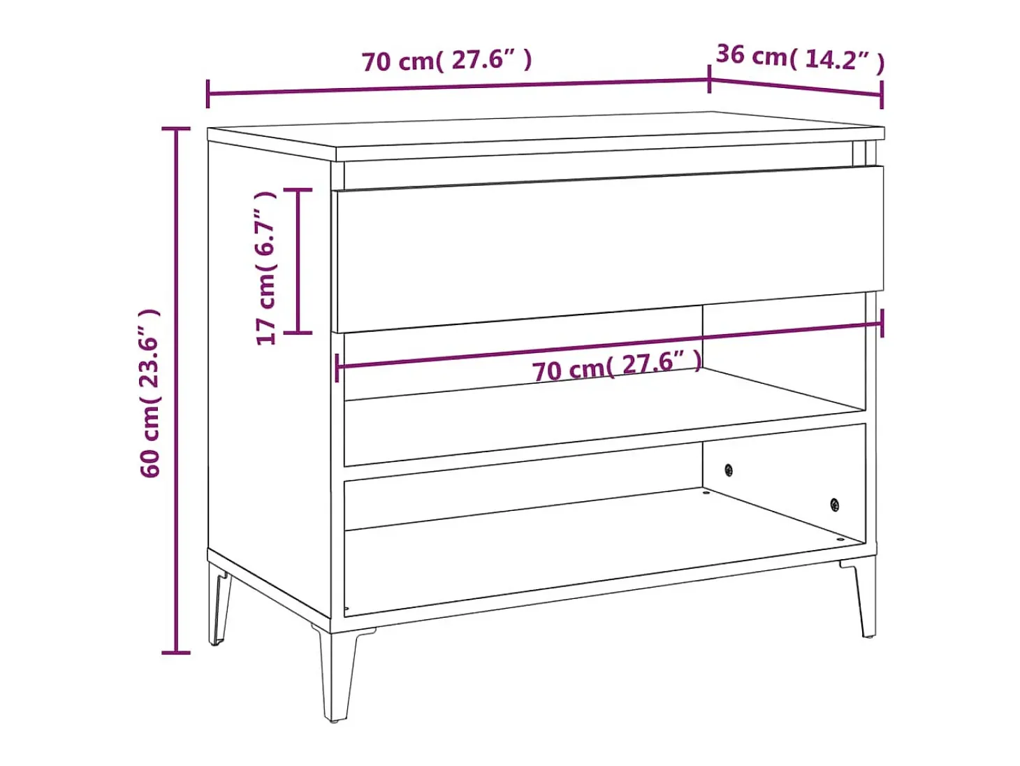 Zapatero Sonoma gris 70x36x60 cm madera de ingeniería