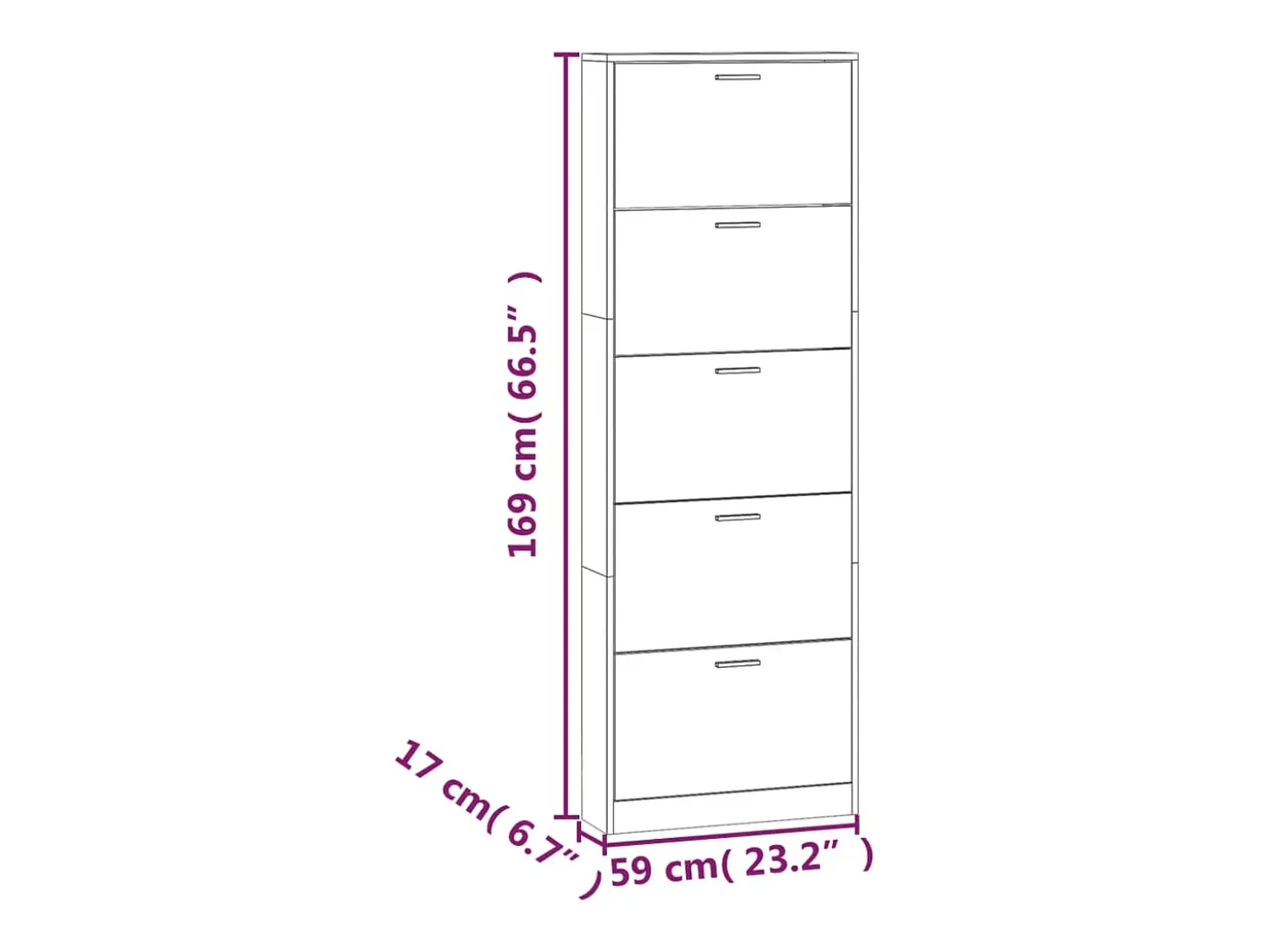 Zapatero Sonoma gris 59x17x169 cm Madera de ingeniería