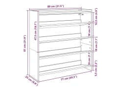 Zapatero Sonoma gris 80x25x81 cm madera de ingeniería
