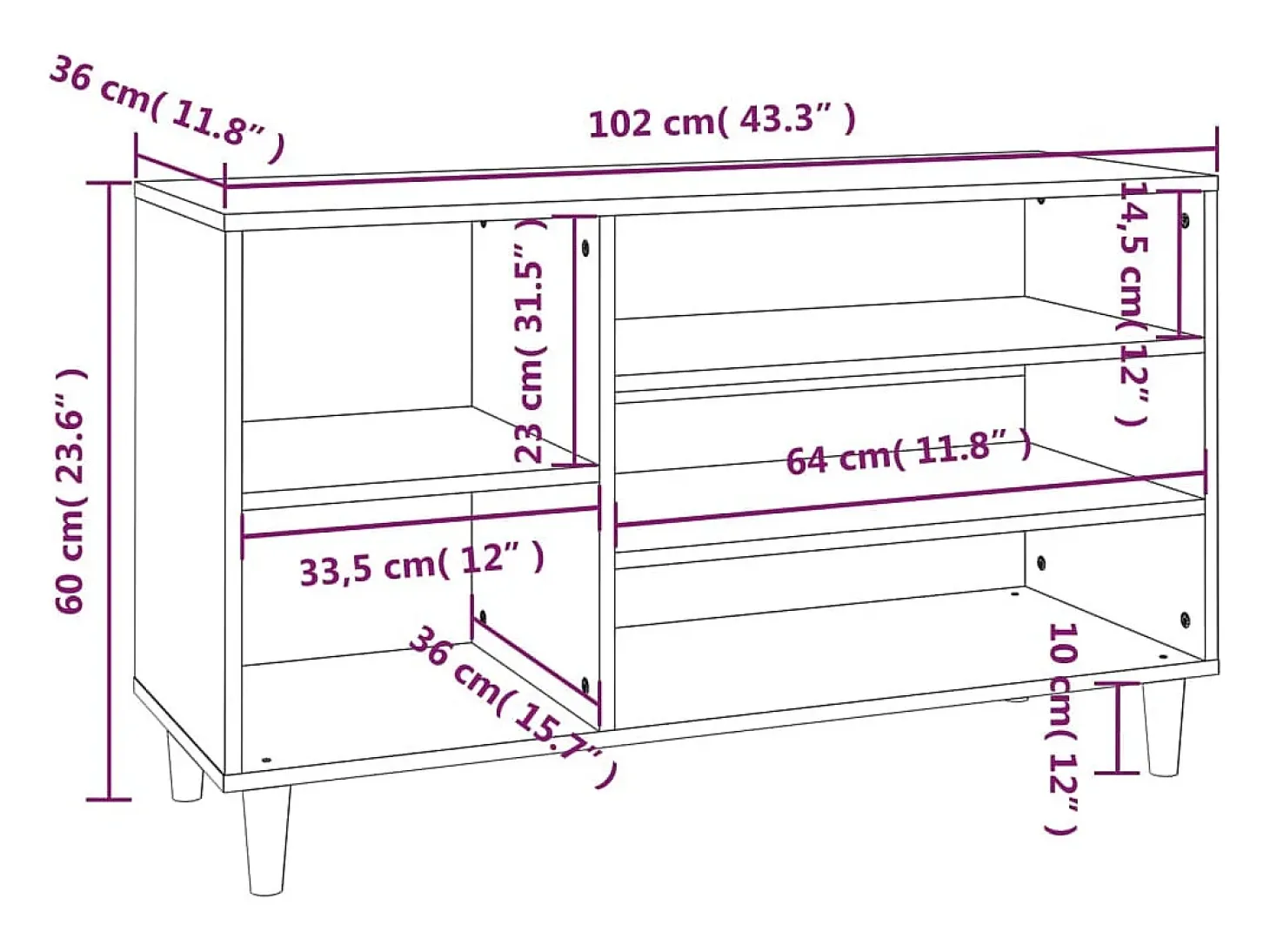 Zapatero Sonoma gris 102x36x60 cm Madera de ingeniería