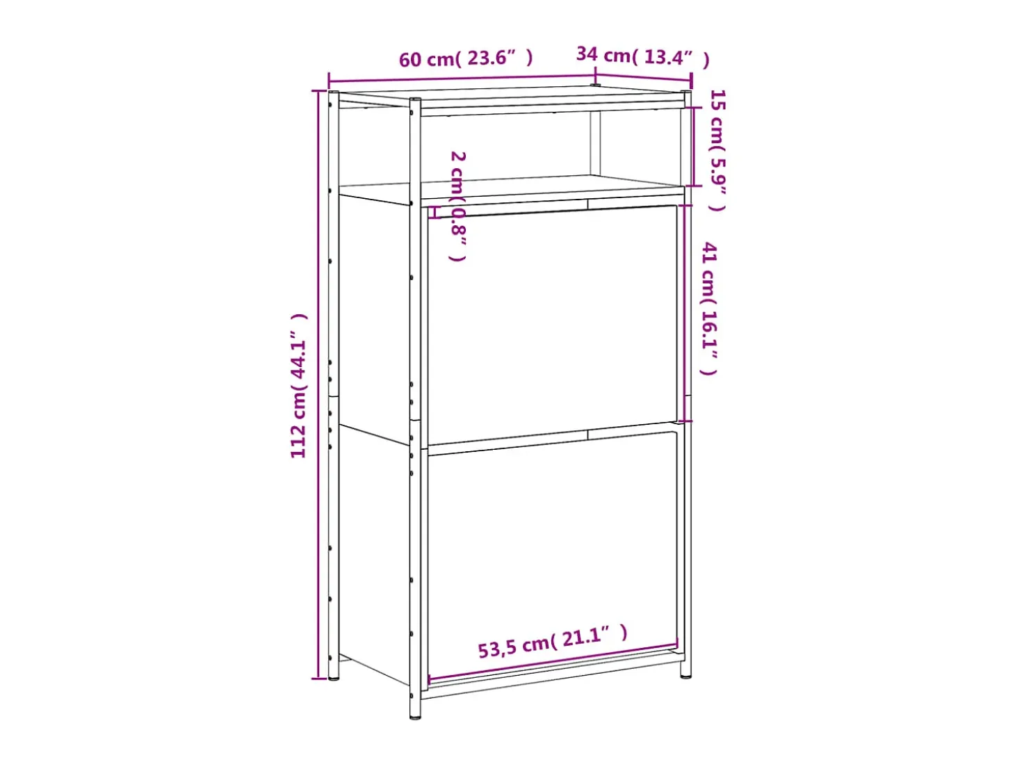 Zapatero Sonoma gris 60x34x112 cm Madera de ingeniería