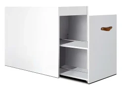 Zapatero tirador cuero aglomerado blanco 74x100 cm