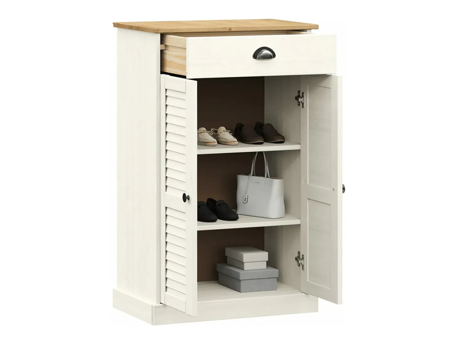 Zapatero VIGO madera maciza de pino blanco 60x35x96 cm ES504261