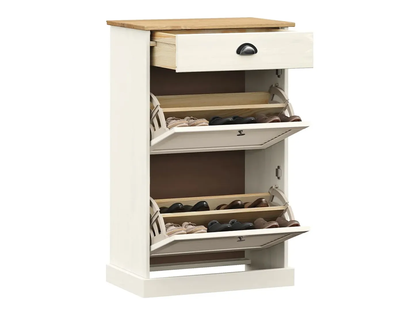 Zapatero VIGO madera maciza de pino blanco 60x35x96 cm ES686428