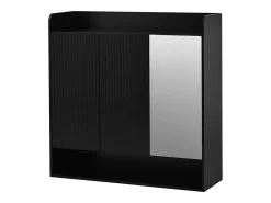 Zapatero 110x35,5x110 cm - con espejo - con 3 puertas - MDF - Negro