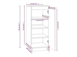 Zapatero 35x35x80 cm Madera maciza de pino