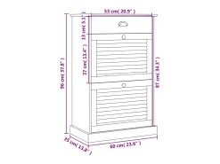Zapatero 60x35x96 cm madera maciza de pino