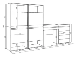 Zapatero, 247x35x145cm, Dormitorio, habitación, Cómoda, Cajonera, Tocador, Blanco
